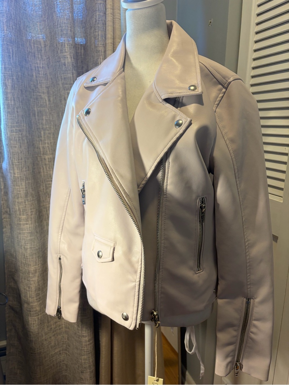 Blank NYC Nordstrom Pale Pink Faux Leather Moto Jacket